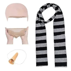 FMYSJ Yalisheng 4 st Minionerna Gru Cos Set Falsk Näsa Flintskallig Hätta Halloween Kostym Tillbehör Svart Grå Randig Halsduk Cosplay Set För Vuxen (FMY)><noscript><img width=