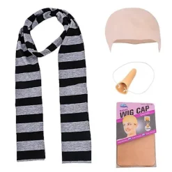 Yalisheng 4-pack Despicable Me Gru Cosplay-set med fejk-näsa, flintskallig peruk, Halloween-kostymtillbehör, svart och grårandig halsduk för vuxna-XF6- | Fyndiq> Tillbehör