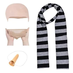 Yalisheng 4-pack Despicable Me Gru Cosplay-set med fejk-näsa, flintskallig peruk, Halloween-kostymtillbehör, svart och grårandig halsduk för vuxna-XF6- | Fyndiq> Tillbehör