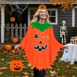 Yezmo Självlysande Uppblåsbar Halloween Poncho med Godisväska & Hårband [YDE]><noscript><img width=