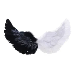 ZHOUBA Ängel Fjäder Vingar med Elastiska Band Ljus Färg Kostym Cosplay Vingar Fotorekvisita_Kvalitetsgåva Black White> Tillbehör