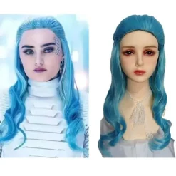 Zombie 3 Addison Peruk Barn Vuxen Unisex Blå Lockigt Hår Peruker Maskerad Rekvisita Fest><noscript><img width=